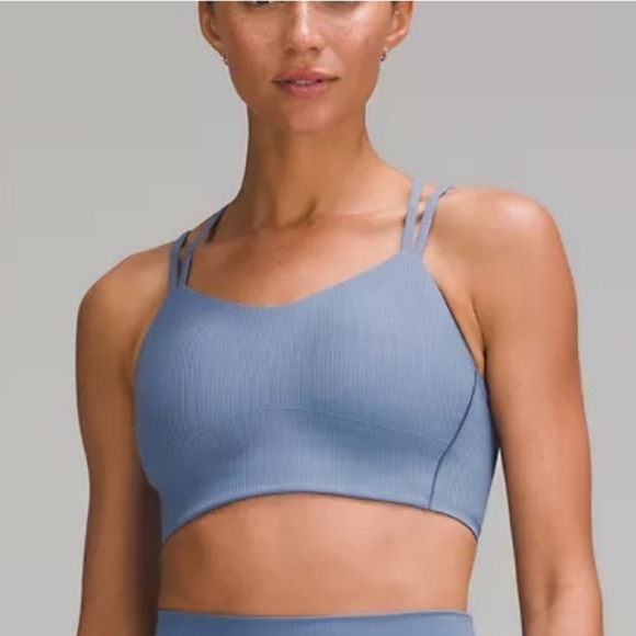 Lululemon Like a Cloud Ribbed Longline Bra Light Support, B/C Cup Oasis Blue - Picture 2 of 4